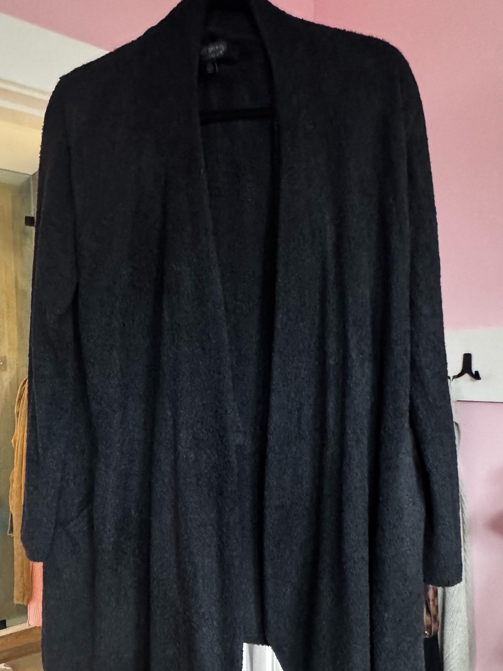 Barefoot Dreams Black Open-Front Cozy Long Cardigan